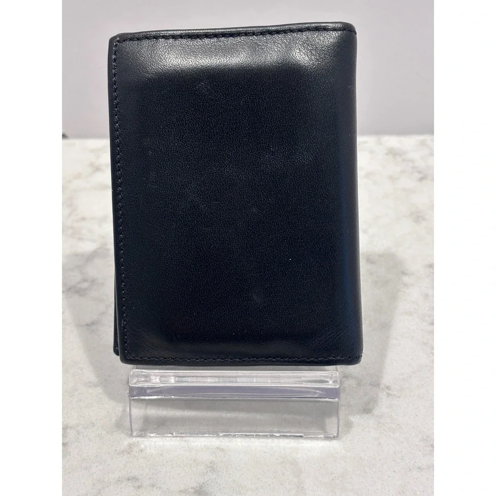 Tumi Mens Black Leather Bifold Wallet ID Window Card Case Minimalist Carry